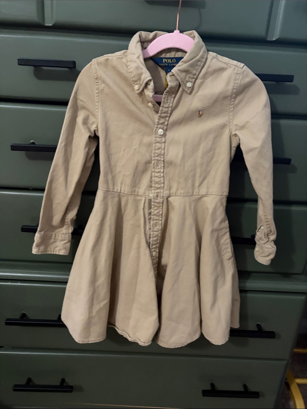 Polo by Ralph Lauren Girls' Tan Button-Front Shirt Dress